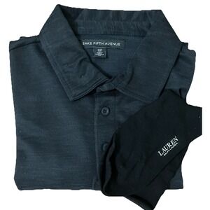 SAKS FIFTH AVENUE Polo Shirt Men S Blue LRL Socks Business Casual Preppy‎ Edgy